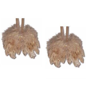 Set of Two Glittery Blush Feather Angel Wings Christmas Ornaments